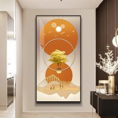 新中式金属玄关装饰画走廊过道挂画客厅高级感沙发背景墙壁画