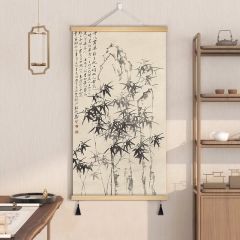 竹子国画名家画作挂画布艺新中式客厅装饰画过道玄关挂布画